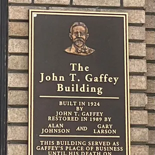 Plaque outside building