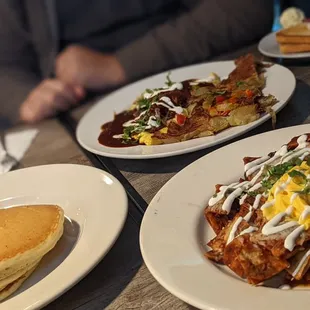 two plates of food on a table