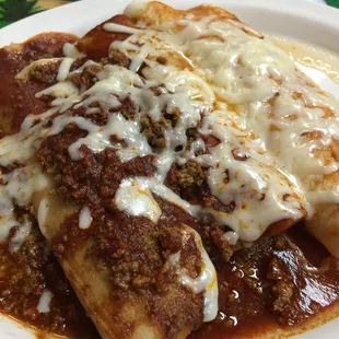 My lunch #12 from the dinner combo menu. Tamales enchilada and burritos