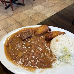 Rice, beans, and &quot;maduros&quot; (ripe fried plantains)