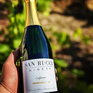 a bottle of sparkling wine