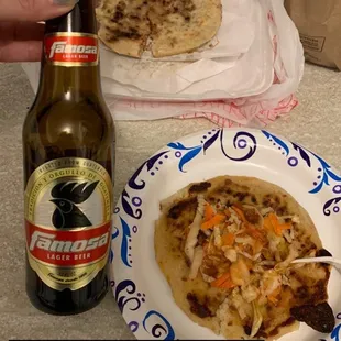 Pupusas and Gallo aka Famosa beer