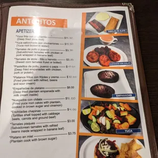 Appetizer menu