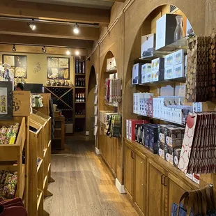 the inside of a wine shop