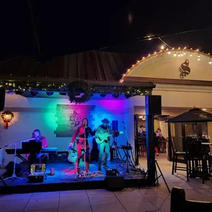 a band performing on stage