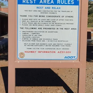 Rest Area Rules  12-01-2022