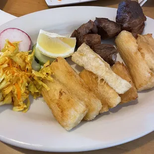 Fried yuca and pork