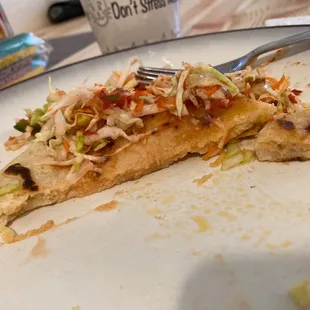 Thin Pupusa. I ordered chicharrón with quedó and the pupusa didn't have any chicharrón whatsoever. And extremely thin.