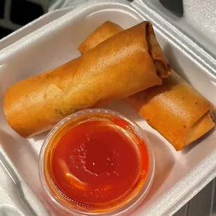 Fried spring rolls come in orders of 2