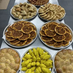a variety of pastries on a table