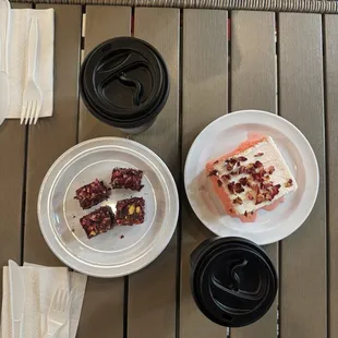 Turkish delight, rose cake, and Yemeni latte