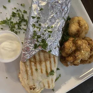 Chicken Shawerma Pita with Zesty Fried Cauliflower