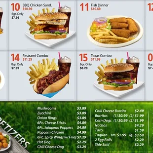 a menu for a fast food restaurant