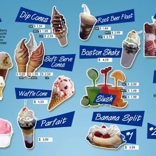 a variety of ice creams