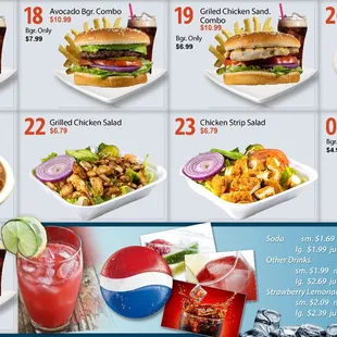 a variety of fast food items