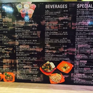 Menu page 3/3 dishes, beverages, specials