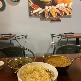 vegetarian curry and saag paneer