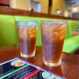 two drinks on a table