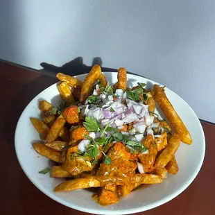 special requested (red onions) on the masala fries