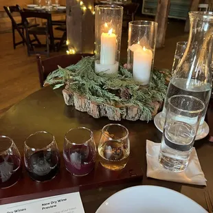 Wine flight and table scape