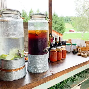 Natural spring water and honey-sweetened iced tea