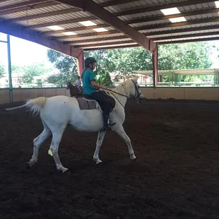 Madison finishing up her ride at the end-of-camp Horse Show