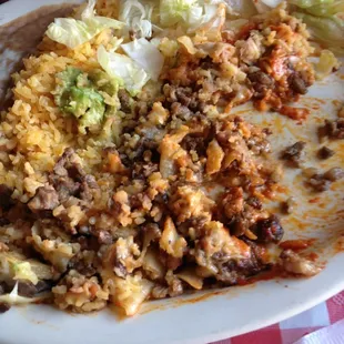 Burrito full of rice and bean hardly any beef!