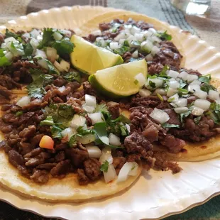 Sanchez Tacos.  Carne asada and carnitas tacos.