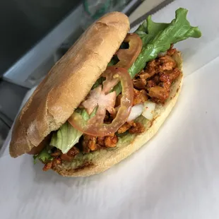 Al Pastor torta.. also available in Asada, Barbacoa, Tripas, Buche and Ham and cheese.