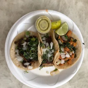 Corn tortilla with barbacoa, fajita, pollo