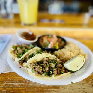 Bistec Tacos Lunch Plate