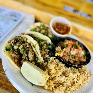 Beef Bistec Tacos Lunch Plate