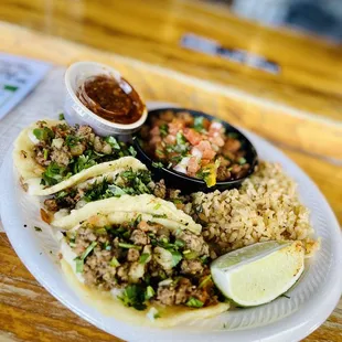 Bistec Tacos Lunch Plate