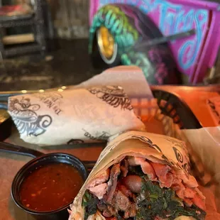 This was the flaco ( veggie) burrito.. ( but I added meat).. Honestly, I was NOT a fan.