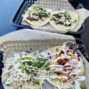 Yummy, my friend got Tri Trip and I got a Grilled Fish Taco and Shrimp Taco. Super Delicious! Hit the spot.