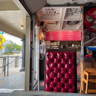 Inside with the garage door open