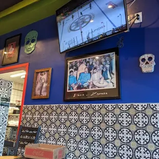 a television mounted on the wall