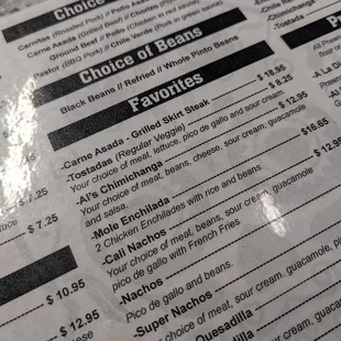 menu
