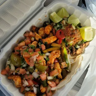 Shrimp taco &amp; carne asada taco