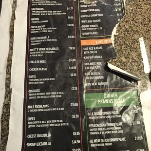 menu