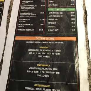 menu
