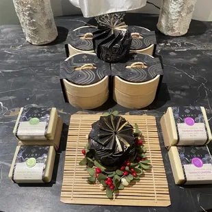  table with a variety of soaps