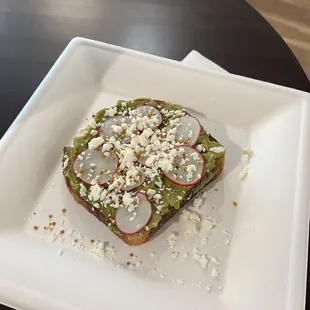 New item as of April- avocado toast with radish and feta