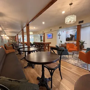 tables, chairs, and couches