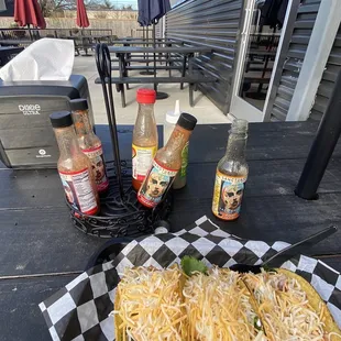 a plate of food on a picnic table