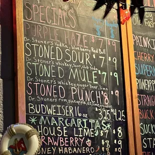 Drink menu