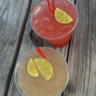 Classic lime margarita and strawberry margarita