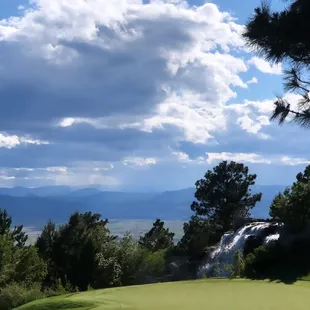 The waterfall lights up at night!