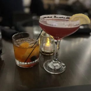 Old fashion and blackberry lemonade spritz