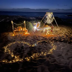 Beach picnic set up